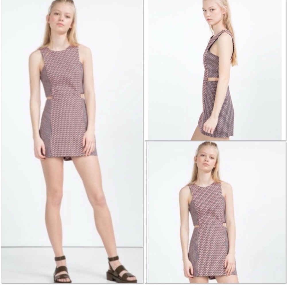 Zara mod pattern cut away romper S